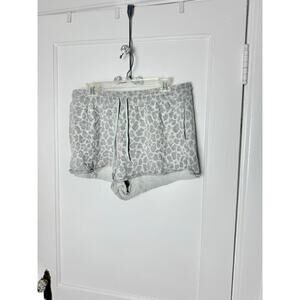 Colsie Gray Leopard Print Comfy Sweat Elastic Shorts Stretch Lounge Women's XL